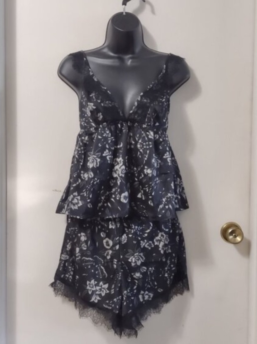 Killstar Black Camisole And Shorts Silk PJ Set